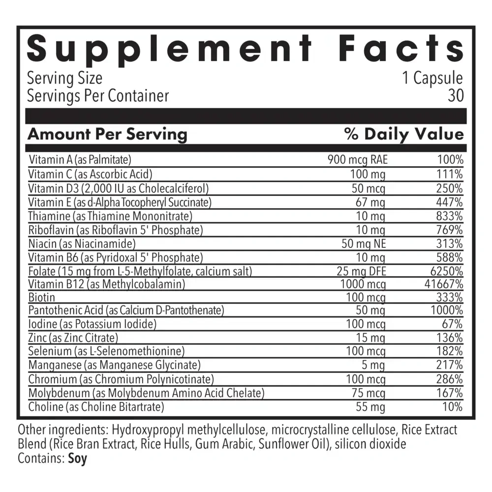 Product image for Multivitamin + 15 mg L-Methylfolate.
