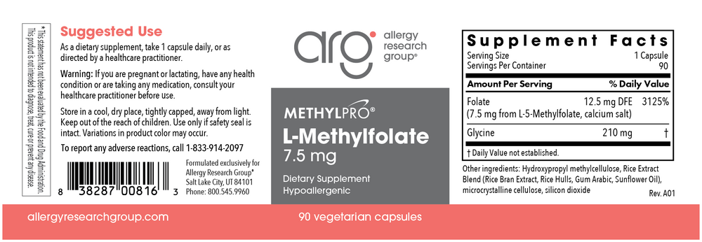 Product image for L-Methylfolate 7.5mg.