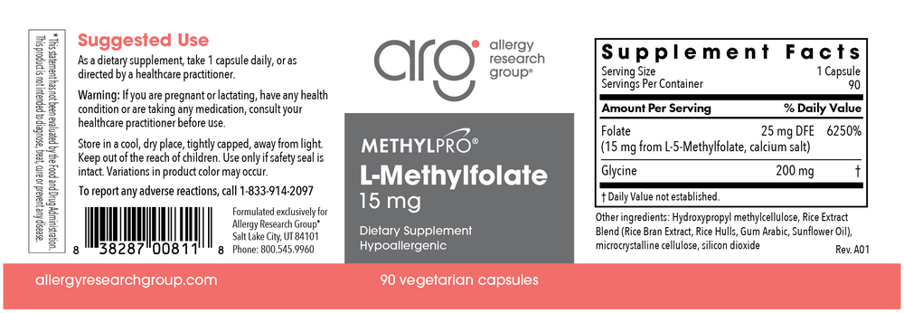 Product image for L-Methylfolate 15 mg.