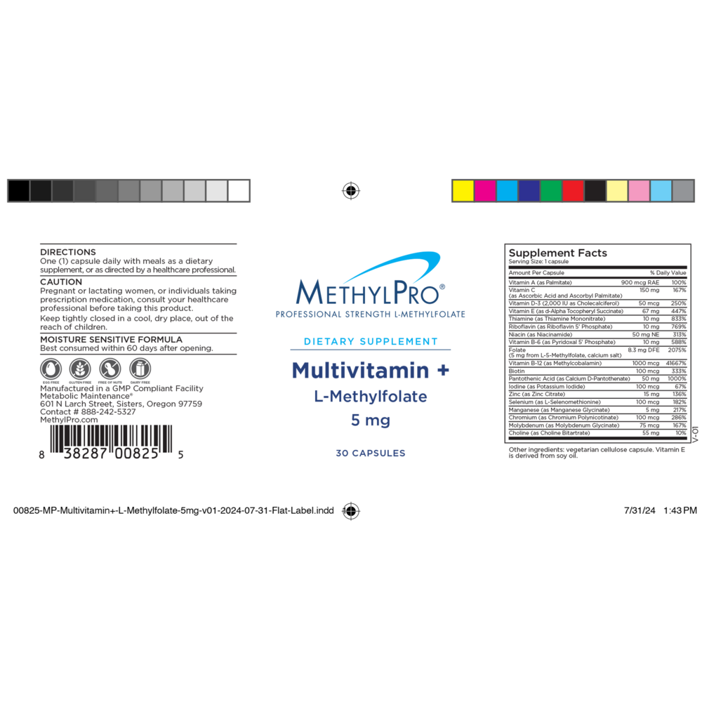 Product image for Multivitamin + 5mg L-Methylfolate.