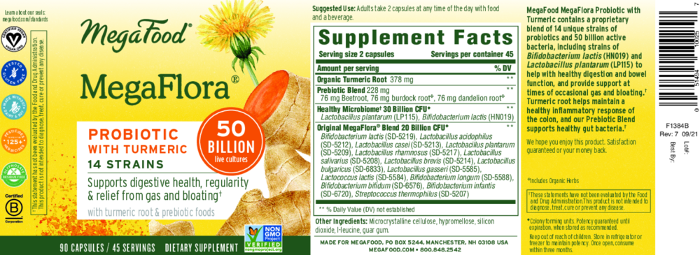 Product image for MegaFlora® Probiotic with Turmeric.