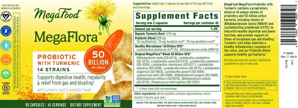 Product image for MegaFlora® Probiotic with Turmeric.