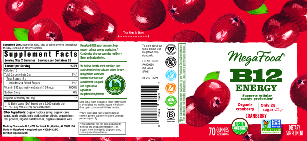 Product image for B12 Energy Gummies, Cranberry.