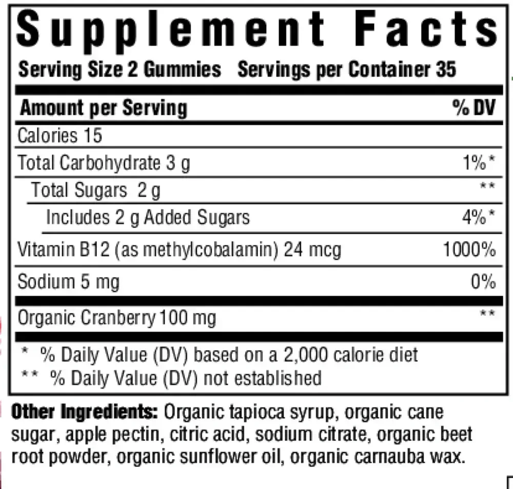 Product image for B12 Energy Gummies, Cranberry.