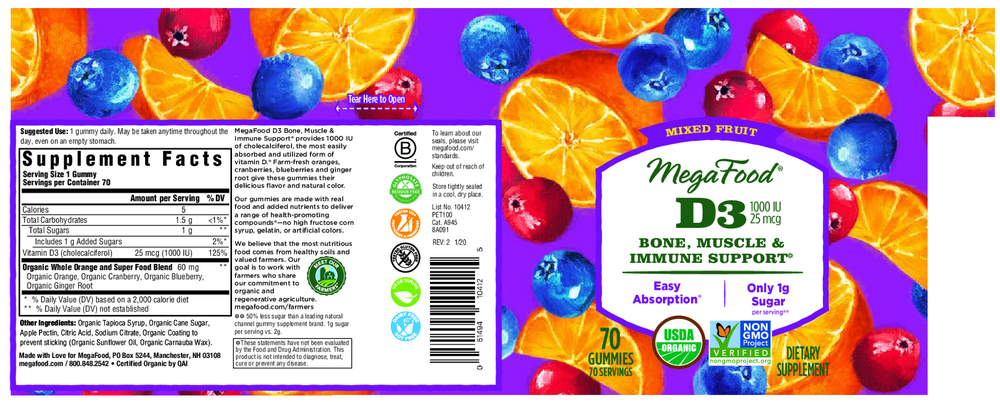 Product image for D3 Wellness 1000 IU Gummies, Mixed Fruit.