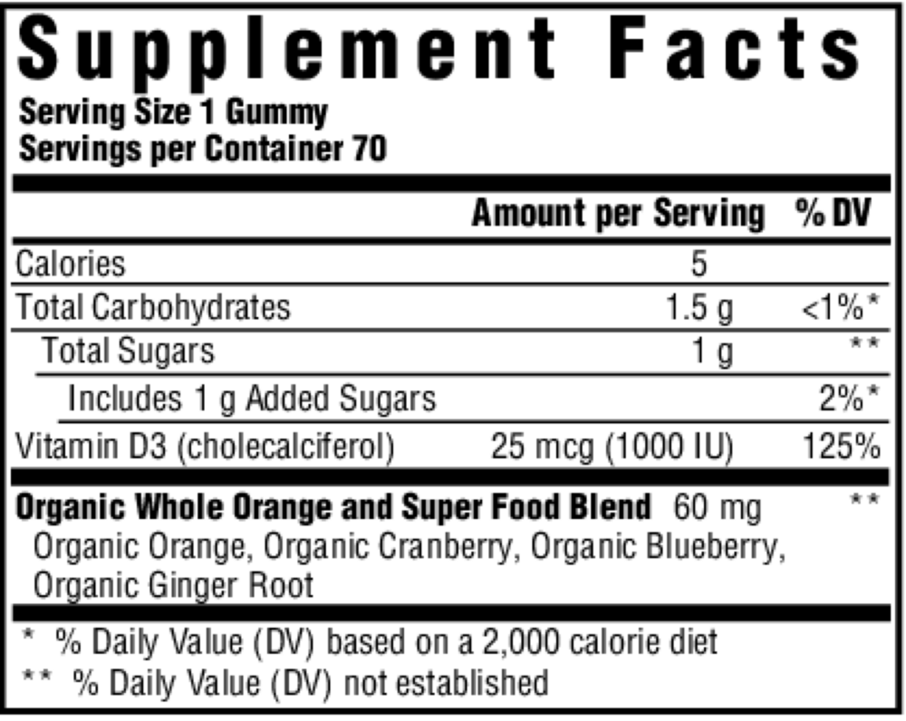 Product image for D3 Wellness 1000 IU Gummies, Mixed Fruit.