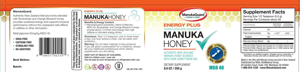Product image for Energy Plus Manuka Honey Blend MGO 40.