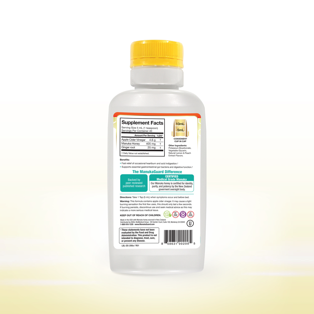 Product image for Medical Grade Manuka Honey Heartburn Lemon Peach.