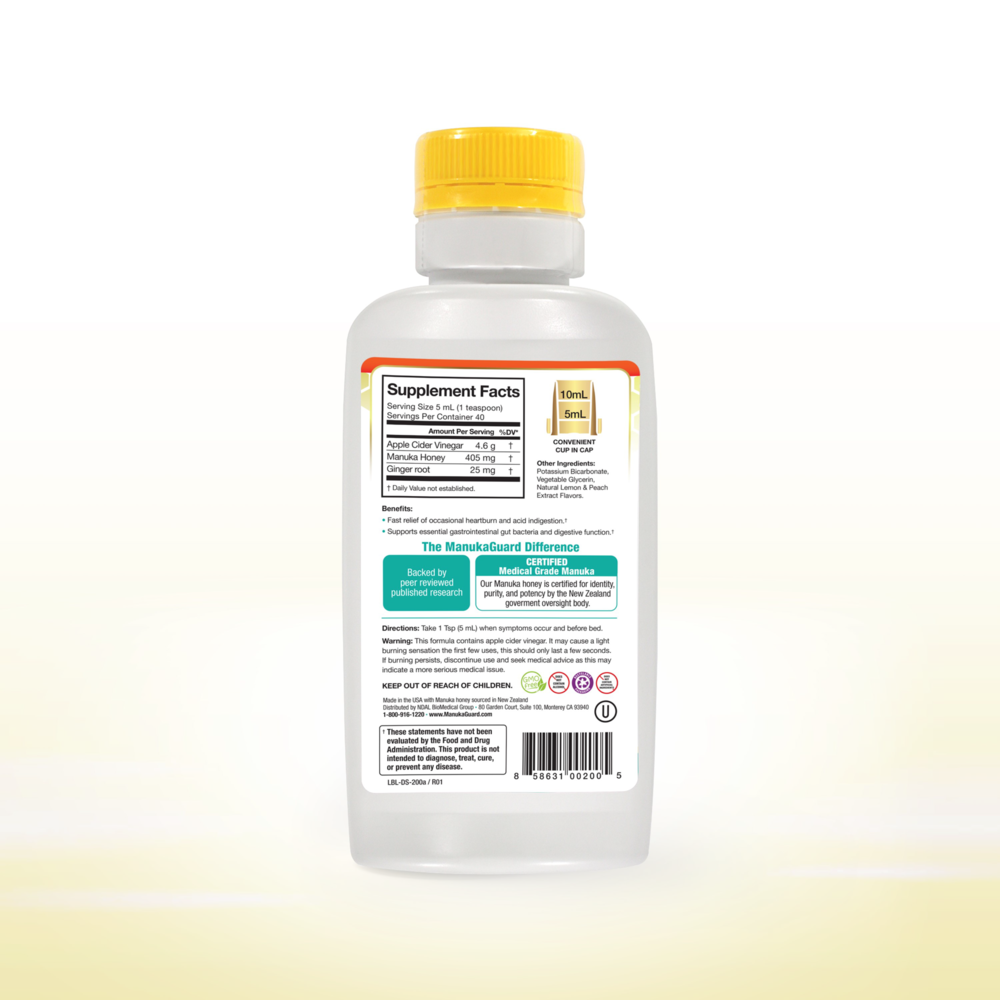 Product image for Medical Grade Manuka Honey Heartburn Lemon Peach.