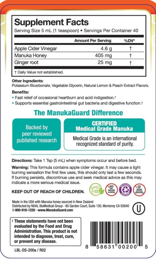 Product image for Medical Grade Manuka Honey Heartburn Lemon Peach.