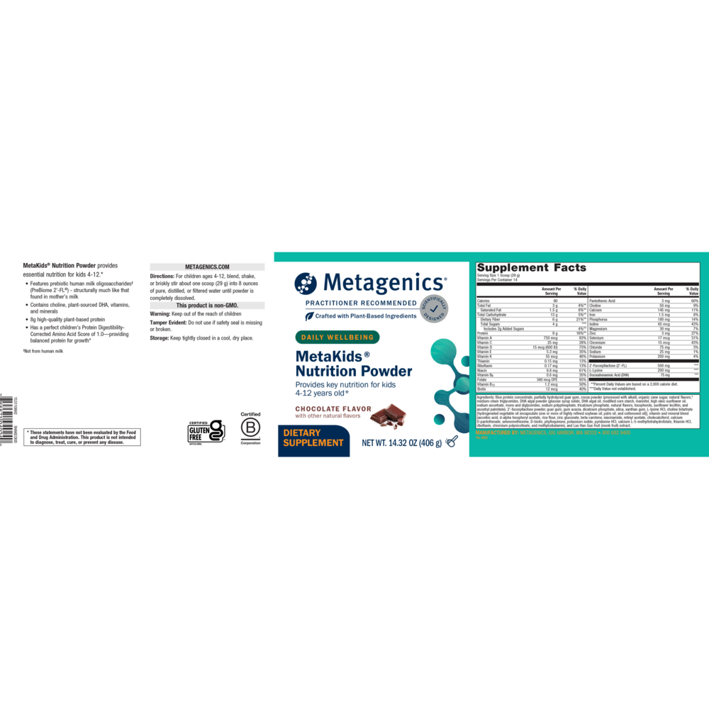 Product image for MetaKids™ Nutrition Powder, Chocolate.