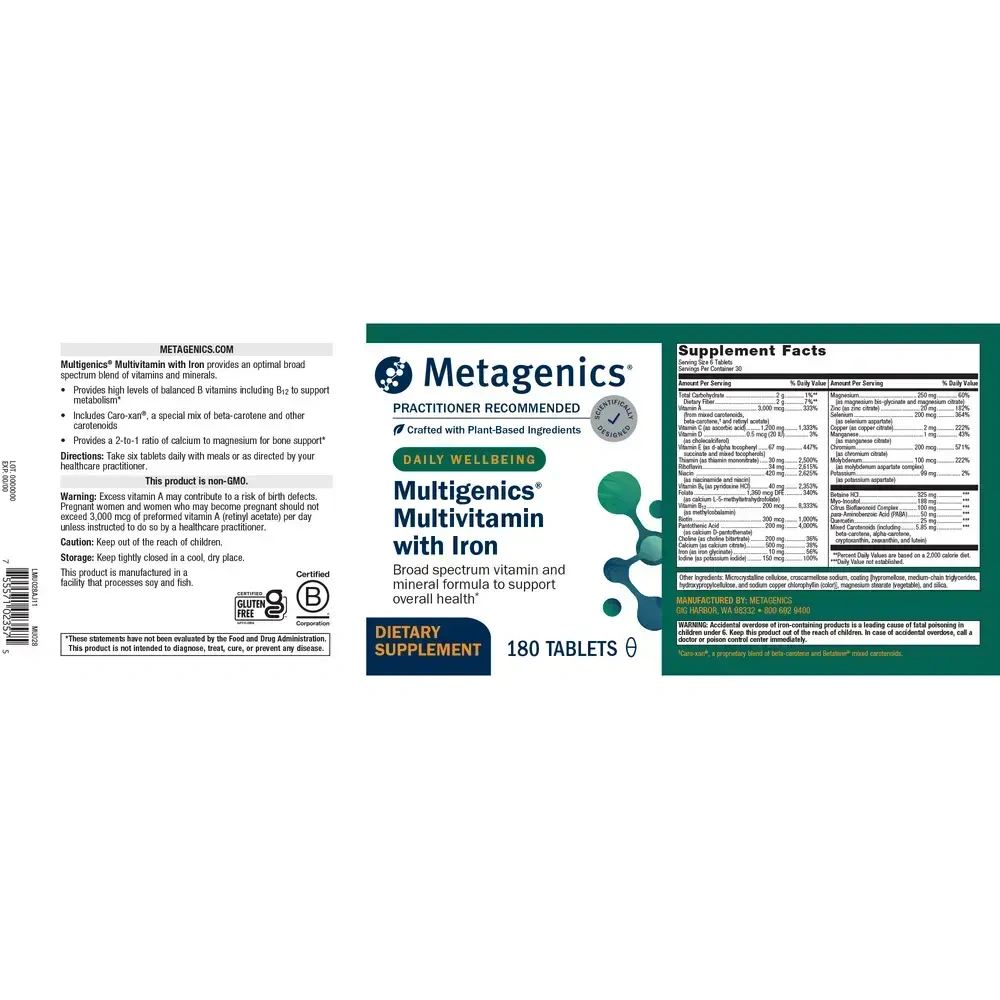 Product image for Multigenics® Multivitamin with Iron.