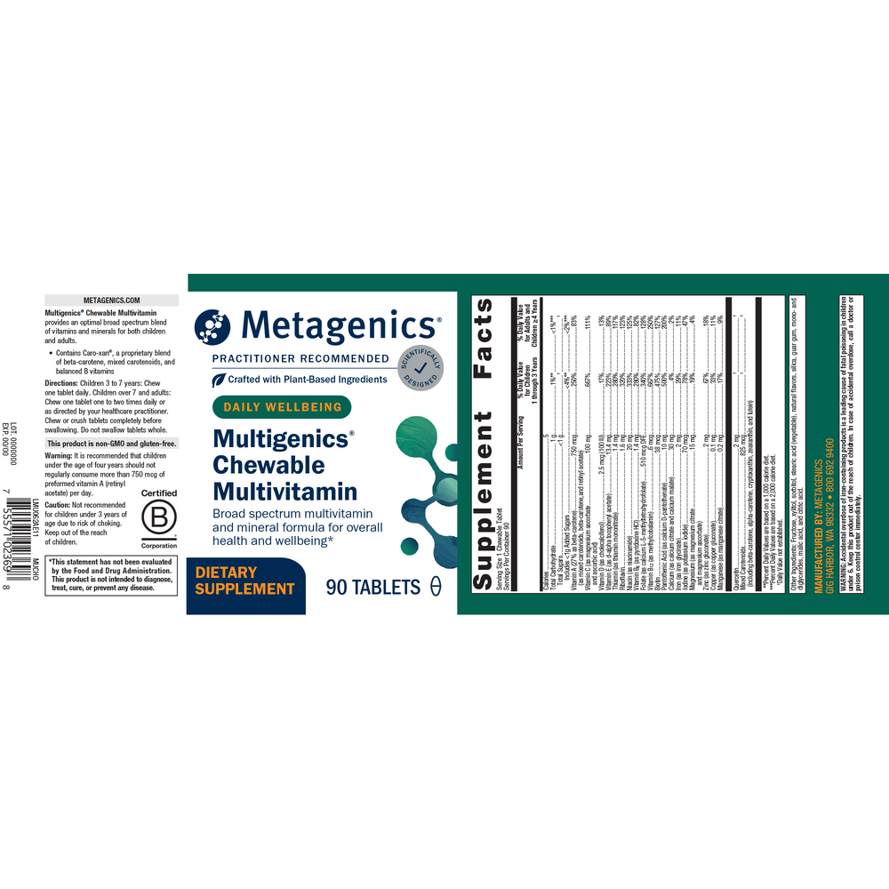 Multigentics Chewable Metagenics Multigenics® Chewable Multivitamin, Outrageous Orange ...