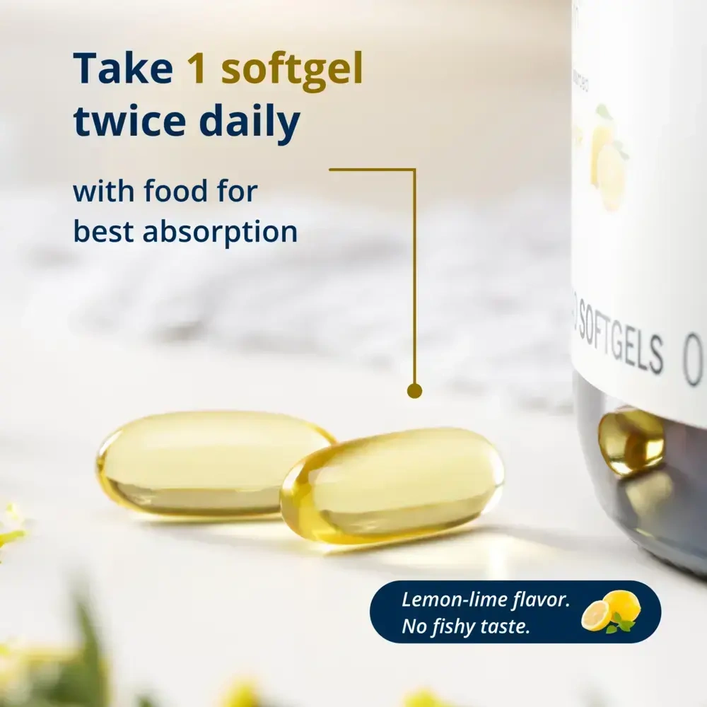 Product image for OmegaGenics® 5-in-1 Fish Oil, 1000mg EPA-DHA, Lemon Flavor Softgels.