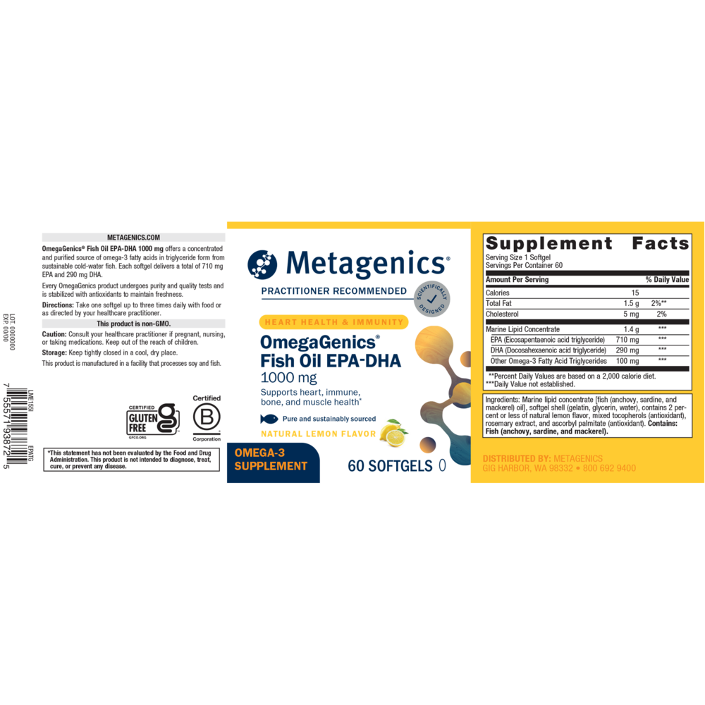 Product image for OmegaGenics 5-in-1 Fish Oil 1000 mg EPA-DHA.