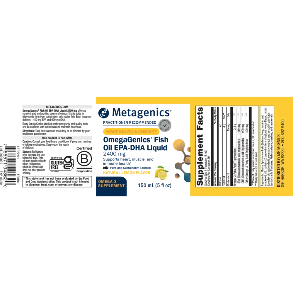 Product image for OmegaGenics® EPA-DHA 2400 Fish Oil - Lemon.