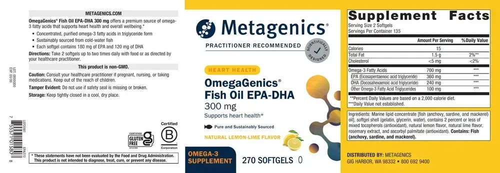 Product image for OmegaGenics® EPA-DHA 300 Fish Oil.