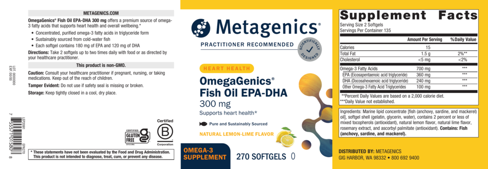 Product image for OmegaGenics® EPA-DHA 300 Fish Oil.