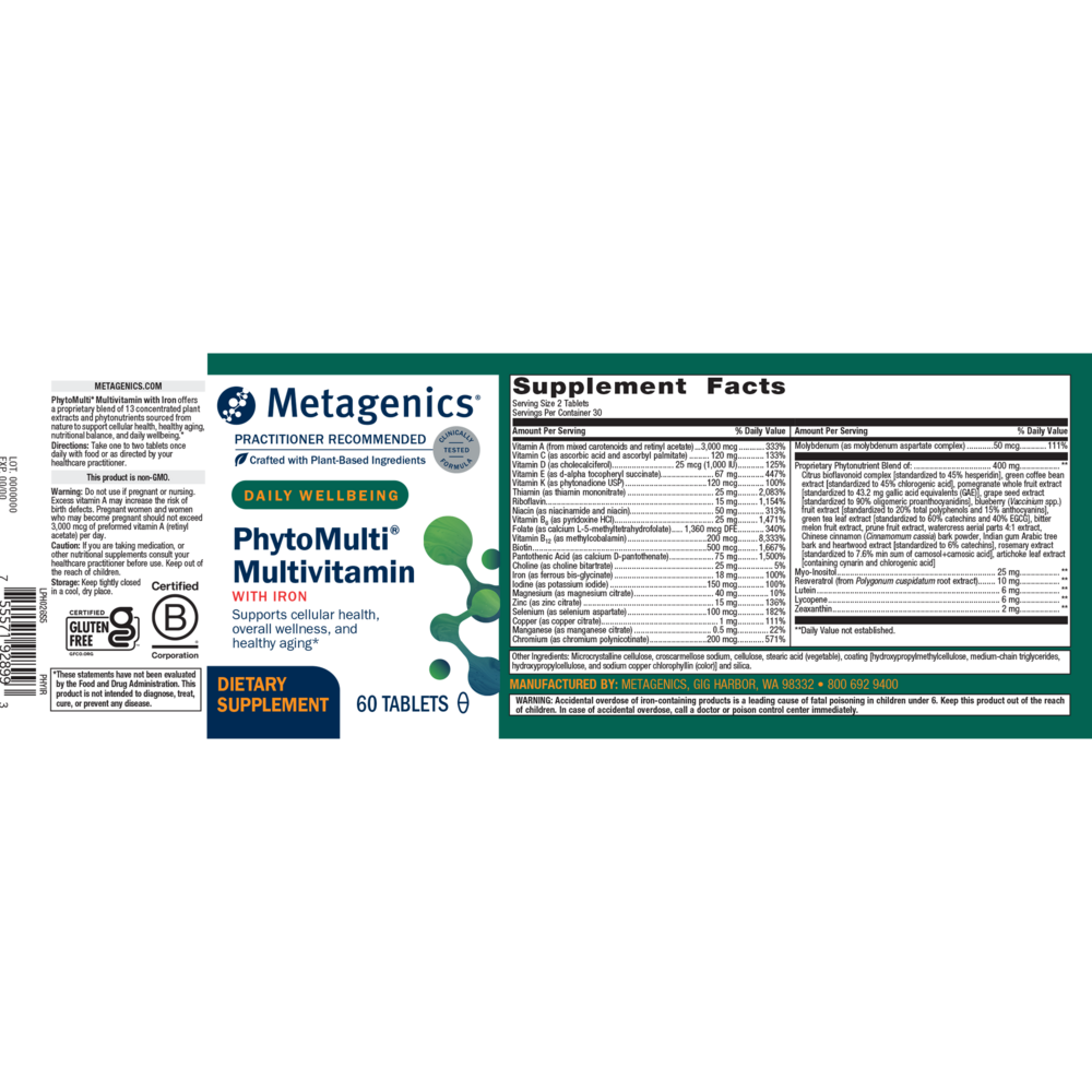 Product image for PhytoMulti® Multivitamin with Iron.