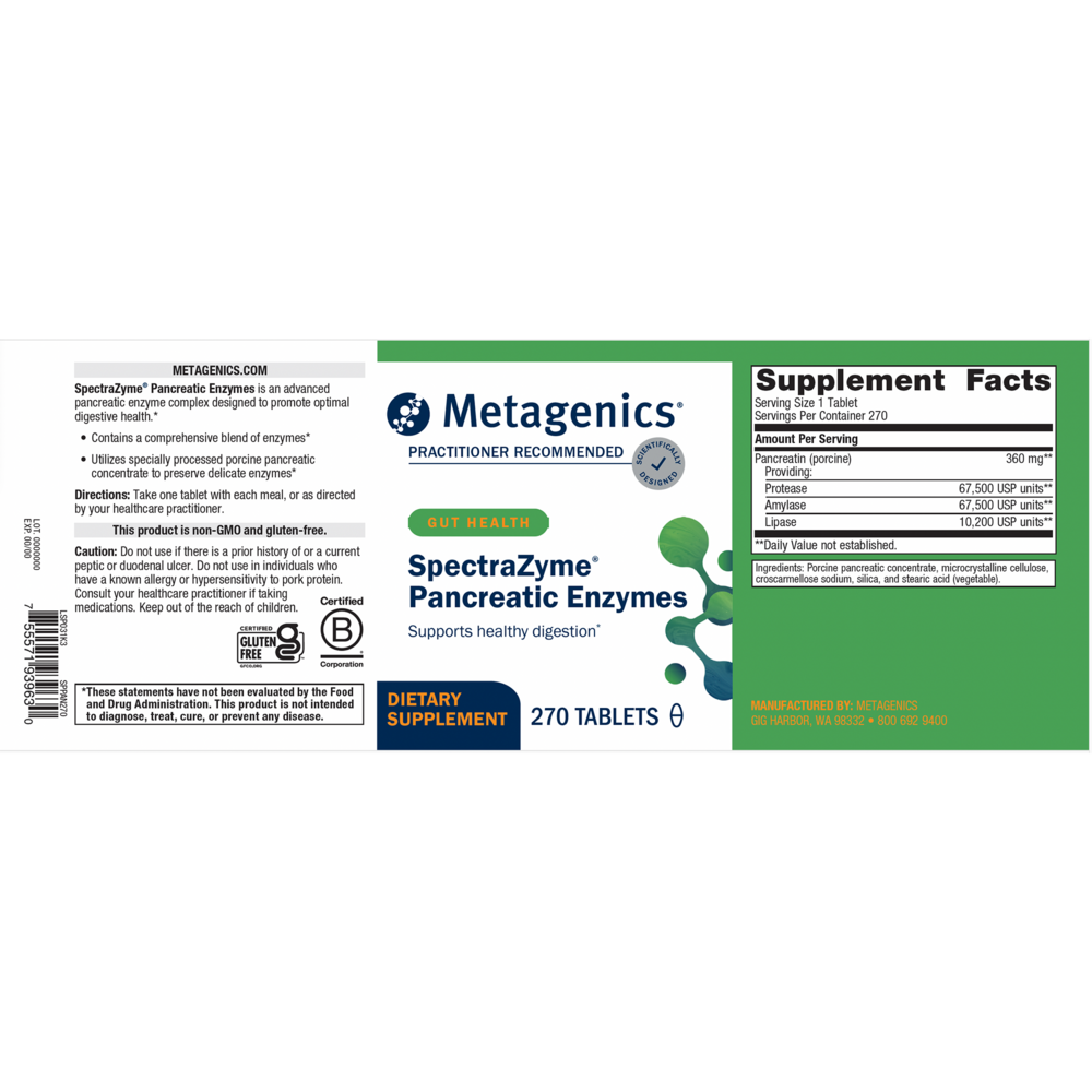 Product image for SpectraZyme Pancreatic Enzymes.