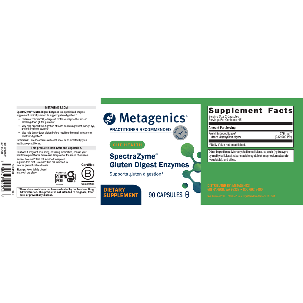 Product image for SpectraZyme® Gluten Digest.