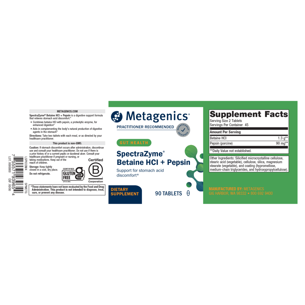 Product image for SpectraZyme® Betaine HCI + Pepsin.