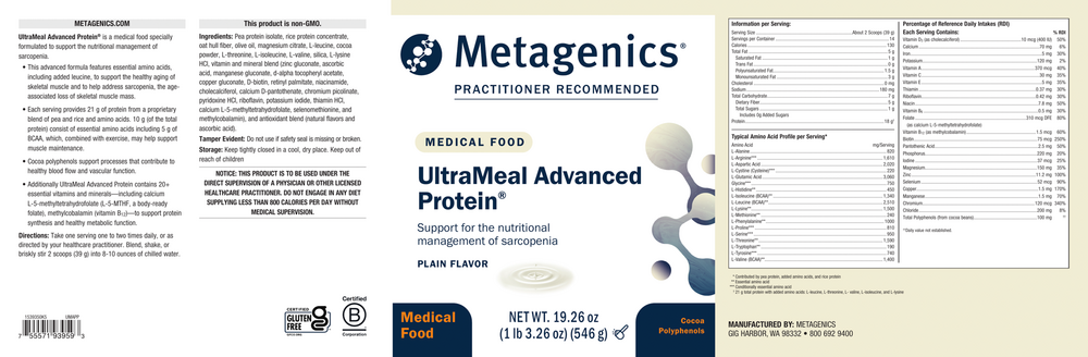 Product image for UltraMeal Advanced Protein®, Plain.