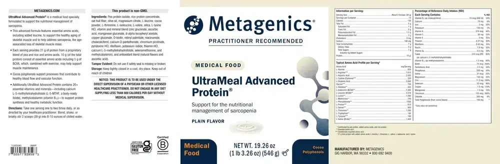 Product image for UltraMeal Advanced Protein®, Plain.