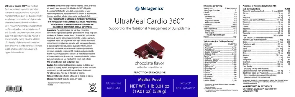 Product image for UltraMeal Cardio 360°® Pea &amp; Rice Protein, Chocolate.