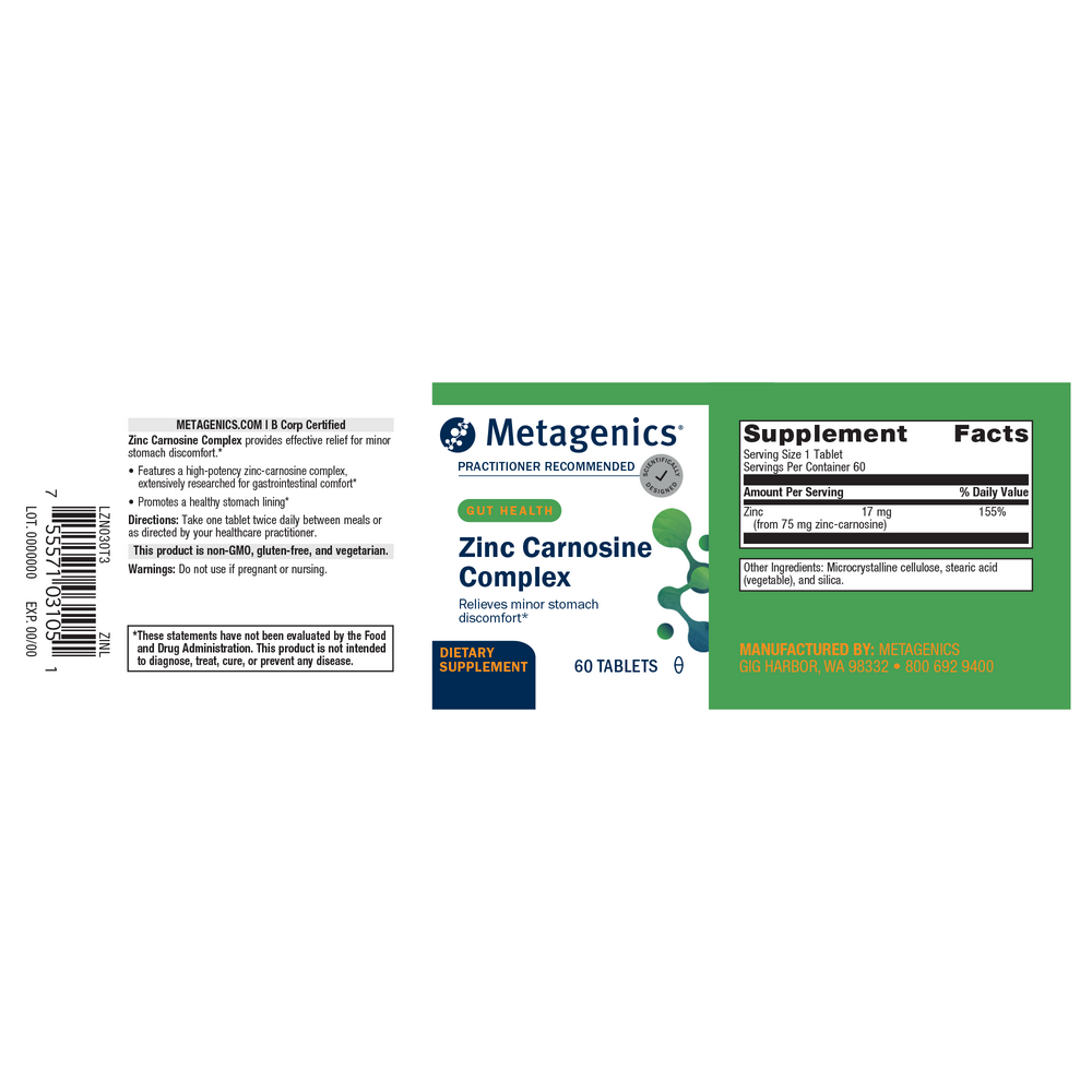 Product image for Zinc Carnosine Complex.