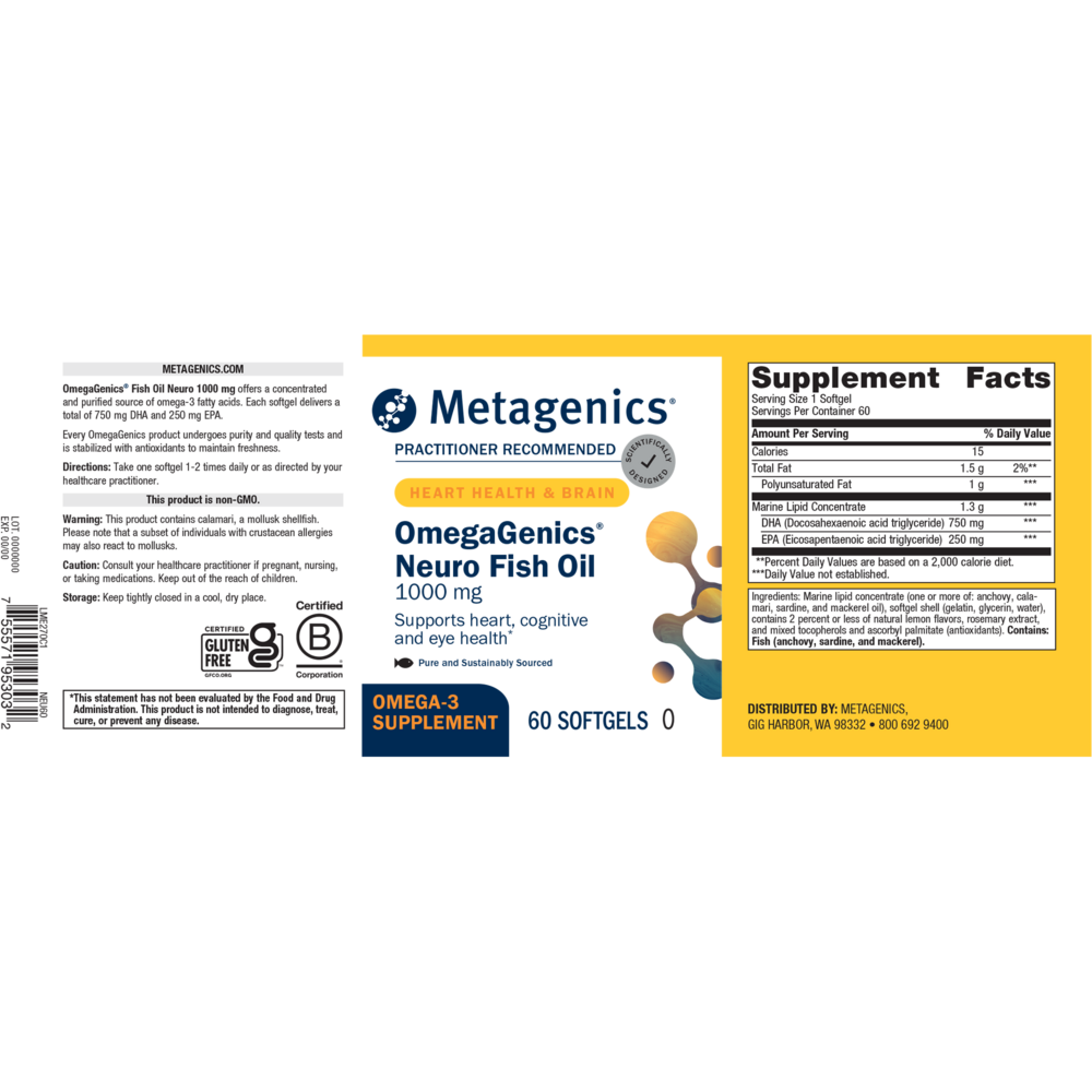 Product image for OmegaGenics Neuro 1000 Fish Oil.