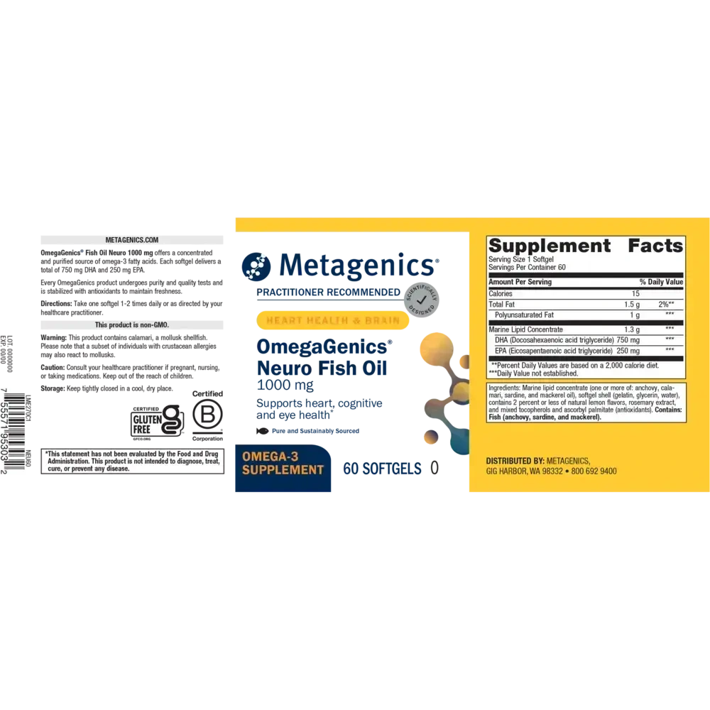 Product image for OmegaGenics Neuro 1000 Fish Oil.