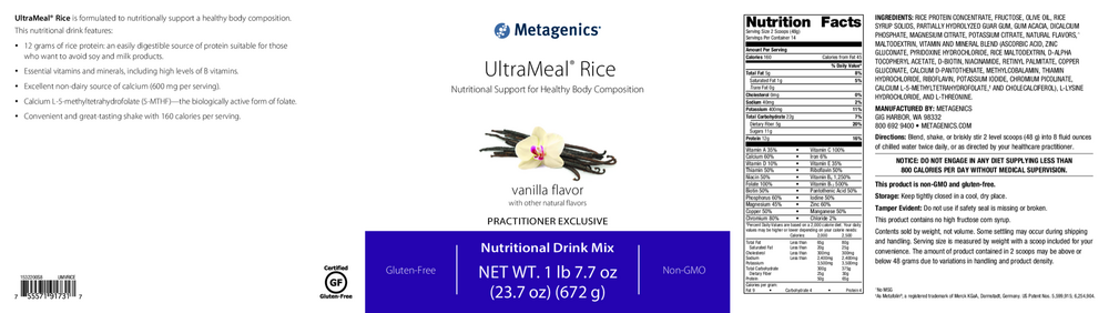Product image for UltraMeal® Rice, Vanilla (California Only).