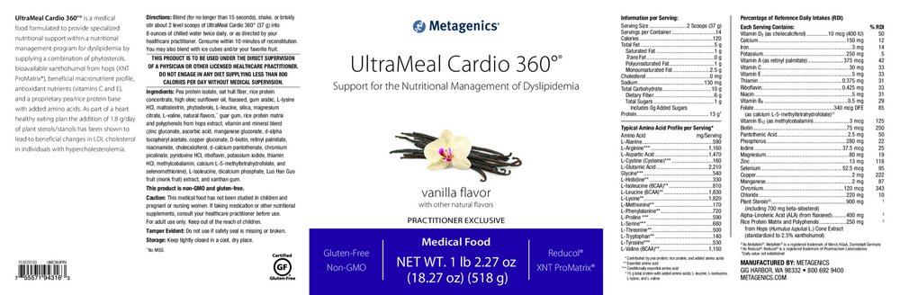 Product image for UltraMeal Cardio 360°® Pea &amp; Rice Protein, Vanilla (California Only).