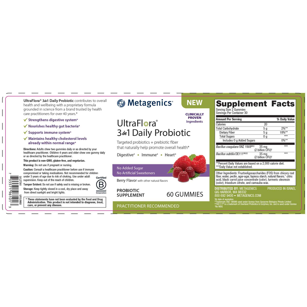 Product image for UltraFlora 3 in 1 Daily Probiotic, Berry.