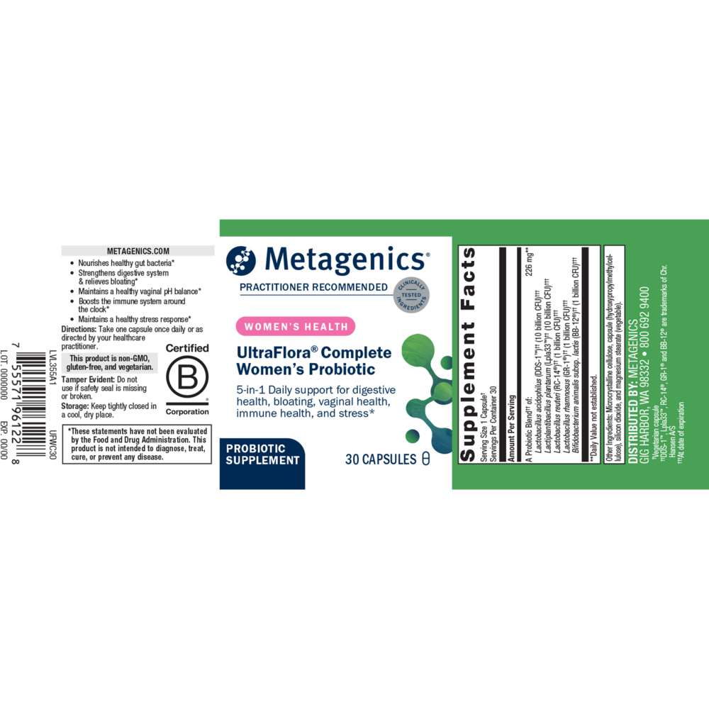 Product image for UltraFlora® Complete Women's Probiotic -5-in-1 Support for Vaginal &amp; Urinary Health, Gut Balance, Immune &amp; Emotional Wellbeing.