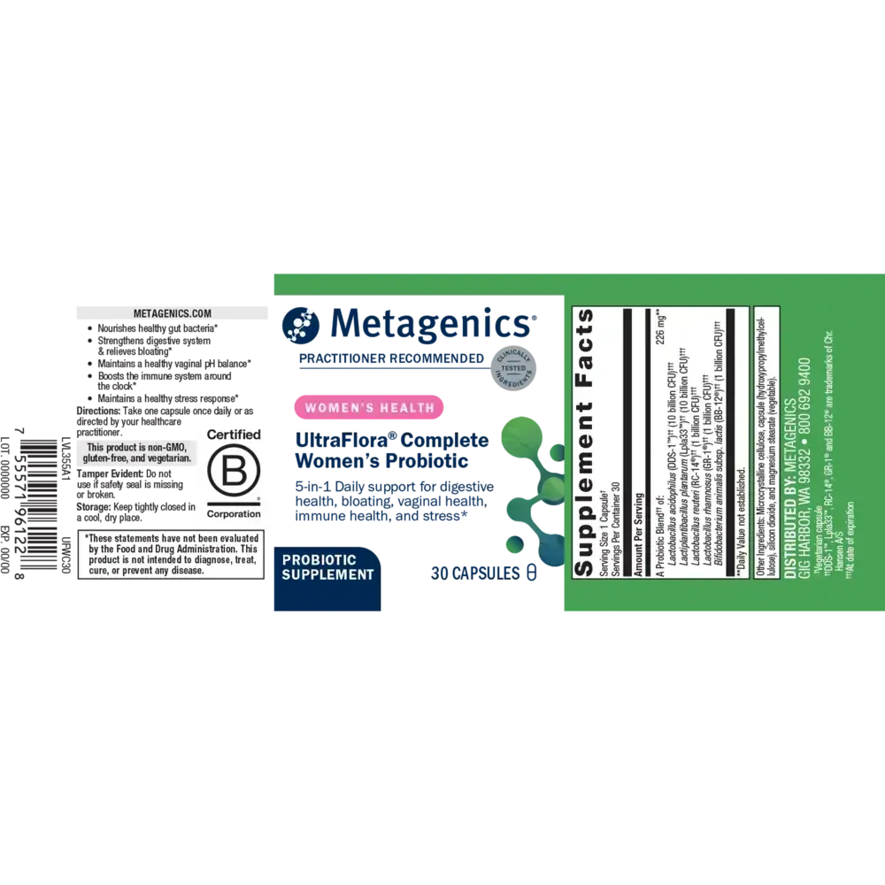 Product image for UltraFlora® Complete Women's Probiotic -5-in-1 Support for Vaginal &amp; Urinary Health, Gut Balance, Immune &amp; Emotional Wellbeing.