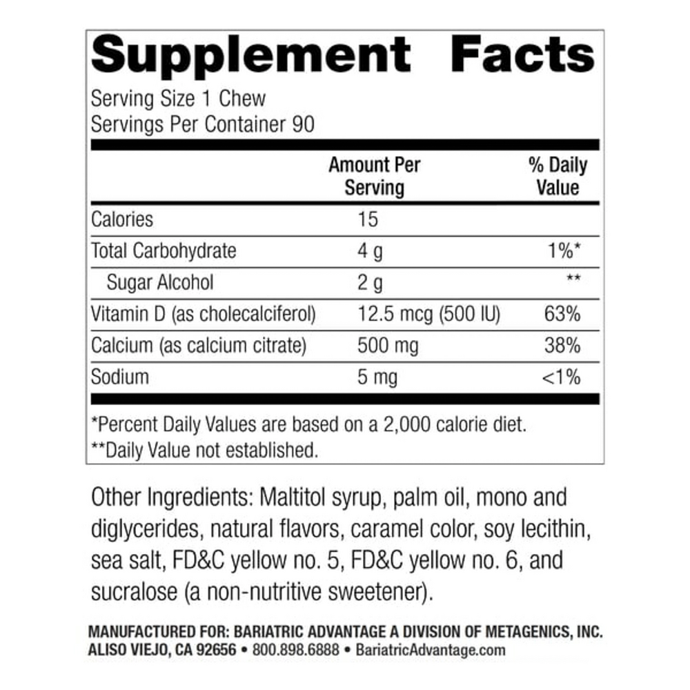 Product image for Calcium Citrate Chewy 500mg Caramel.