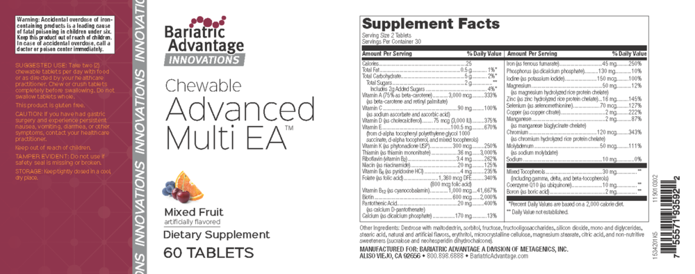 Product image for Advanced Multi EA Chewable Mixed Fruit.
