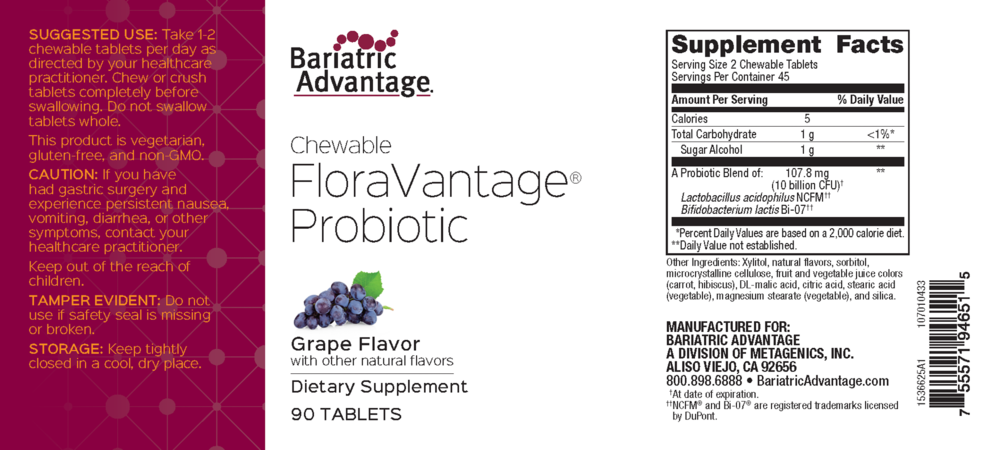 Product image for Chewable FloraVantage Probiotic Grape.