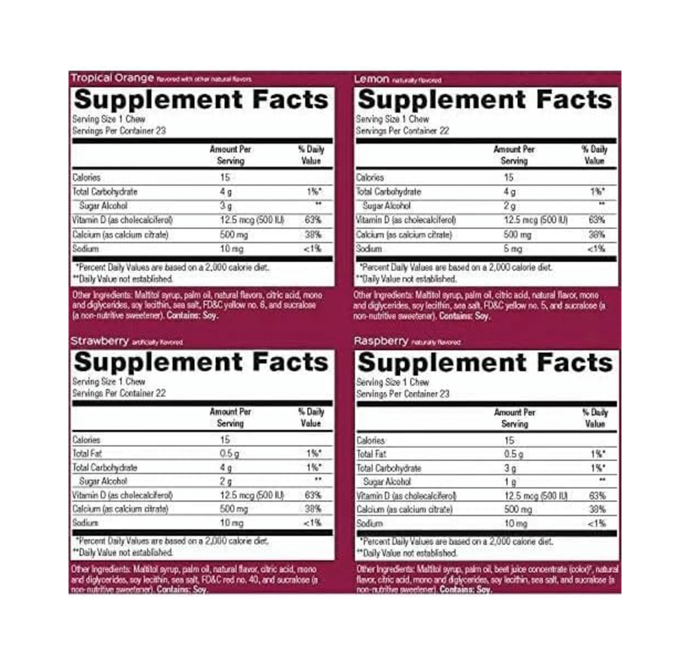 Product image for Calcium Citrate Chewy 500mg Assorted Fruit Flavors.