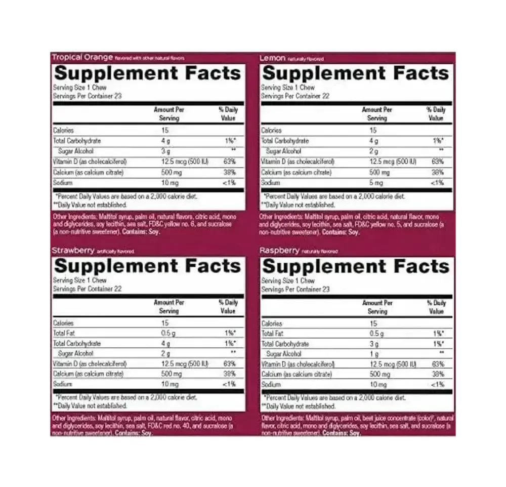 Product image for Calcium Citrate Chewy 500mg Assorted Fruit Flavors.