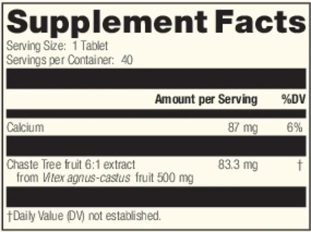 Product image for Chaste Tree Tablets.