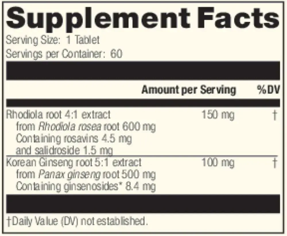 Product image for Rhodiola &amp; Ginseng Complex.