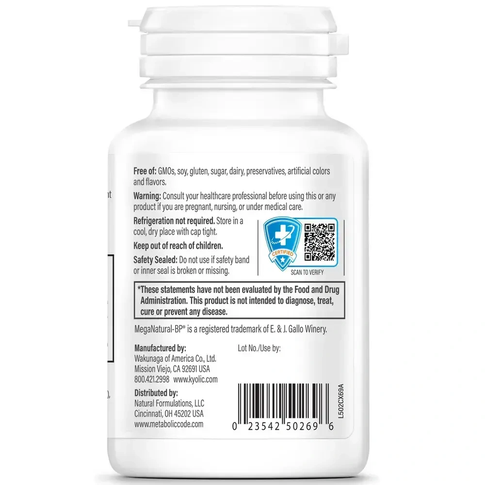 Product image for Kyolic®+ Aged Garlic Extract™ with MegaNatural-BP® Grape Seed Extract.