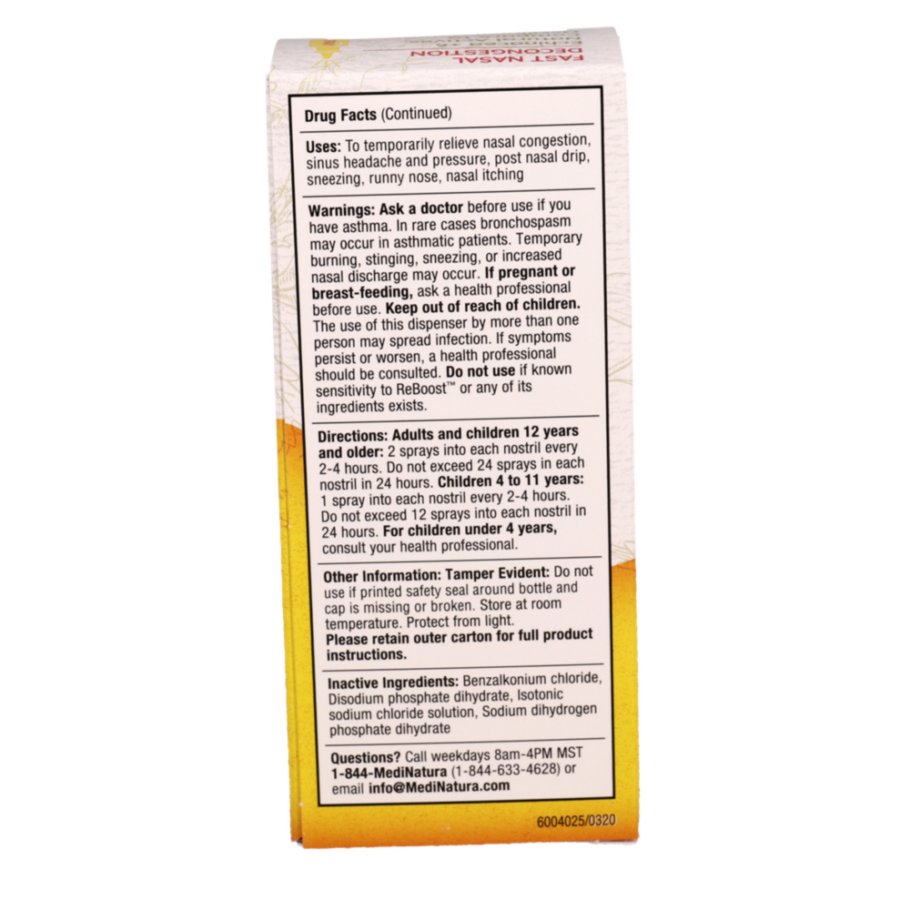Product image for ReBoost Nasal Spray Echinacea +6 Decongestion.