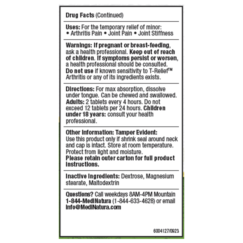 Product image for T-Relief Arthritis Extra Strength.