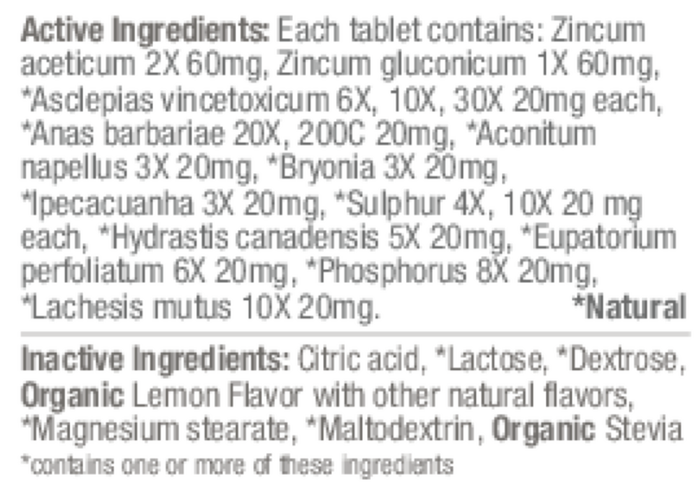 Product image for ReBoost Cold &amp; Flu Tablets Zinc +10 Lemon.