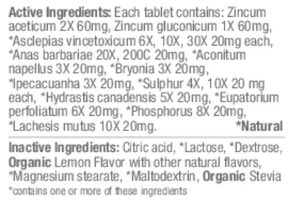 Product image for ReBoost Cold &amp; Flu Tablets Zinc +10 Lemon.