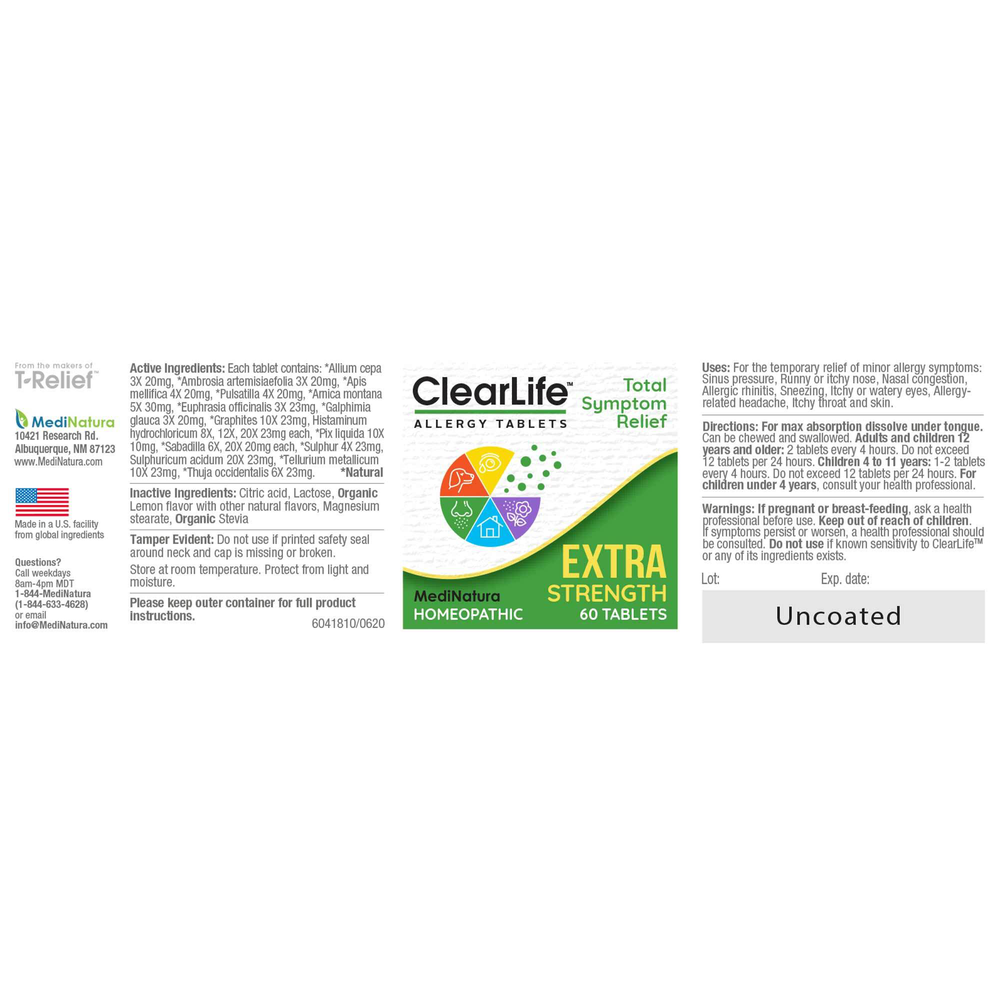 Product image for ClearLife Allergy Tablets Extra Strength.